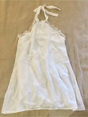 Halter lace open Back White Bohemian Dress